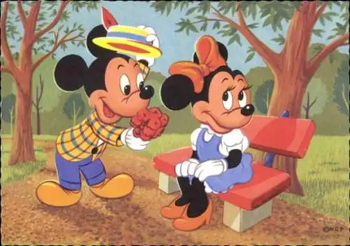 Ak Walt Disney, Micky Maus, Minnie Maus