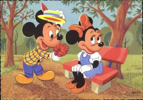 Ak Walt Disney, Micky Maus, Minnie Maus