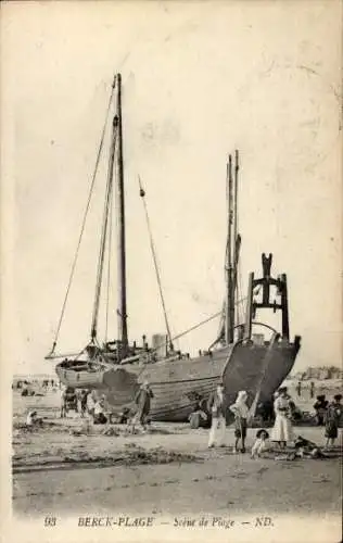 Ak Berck Plage Pas de Calais, Scene de Plage