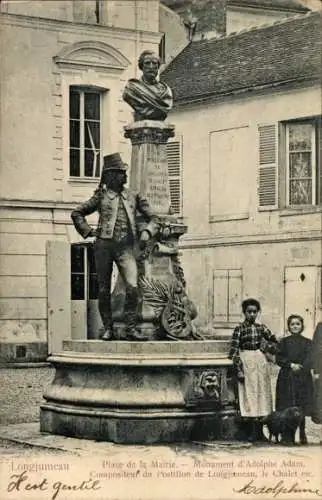 Ak Longjumeau Essonne, Place de la Mairie, Monument d'Adolphe Adam