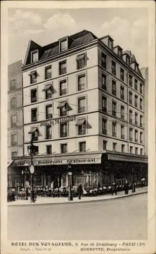 Ak Paris X, Rue de Strasbourg, Hotel des Voyageurs