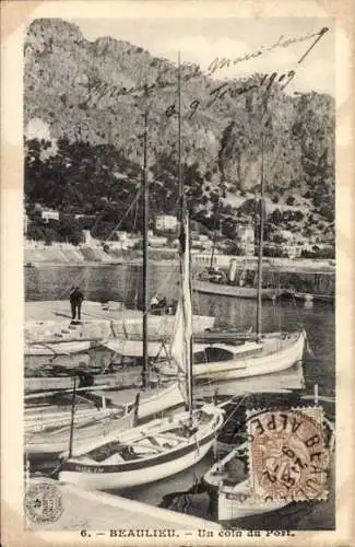 Ak Beaulieu sur Mer Alpes Maritimes, Un coin du Port