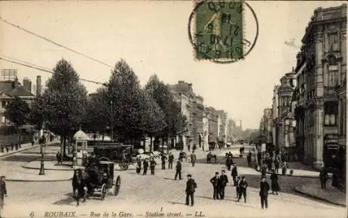 Ak Roubaix Nord, Rue de la Gare