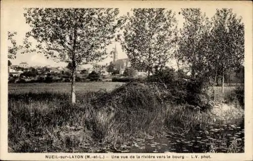 Ak Nueil sur Layon Maine et Loire, Fluss in Richtung Dorf