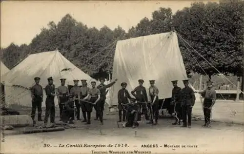 Ak Angers Maine et Loire, Europäischer Konflikt von 1914, Zeltaufbau