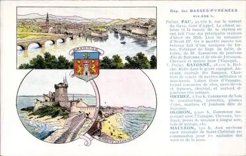 Wappen Litho Bayonne Pyrénées Atlantiques, Panorama, Biarritz, Tour de Socoa