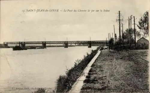 Ak Saint Jean de Losne Côte d'Or, Eisenbahnbrücke