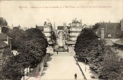Ak Troyes-Aube, Avenue de la Gare, Rue Thiers, Gare