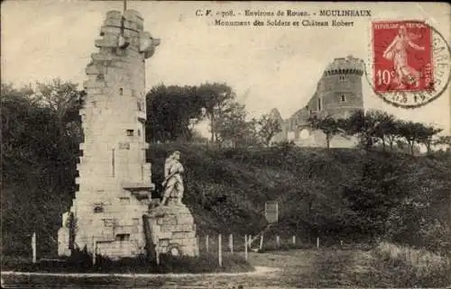 Ak Moulineaux Seine Maritime, Soldatendenkmal, Château Robert