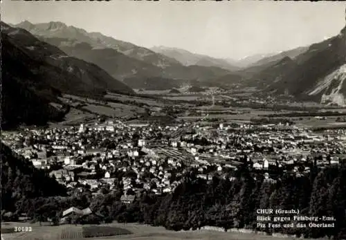 Ak Chur Kanton Graubünden, Blick gegen Felsberg-Ems, Piz Fess, Oberland