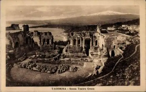 Ak Taormina Sicilia, Szene aus dem Teatro Greco