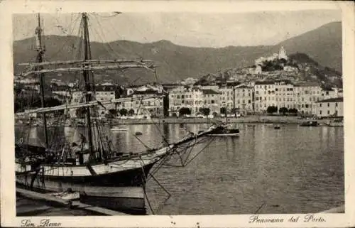 Ak San Remo Ligurien, Panorama vom Hafen