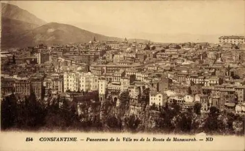 Ak Constantine Algerien, Panorama de la Ville vu de la Route de Mansourah