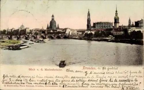 Ak Dresden Altstadt, Blick von der Marienbrücke