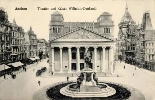 Ak Aachen, Theater, Kaiser Wilhelm-Denkmal