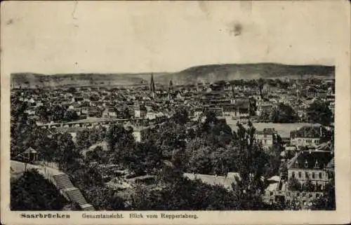 Ak Saarbrücken im Saarland, Blick vom Reppertsberg, Gesamtansicht