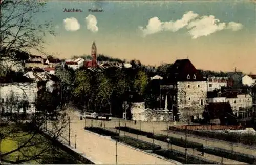 Ak Aachen, Ponttor, Straßenbahn