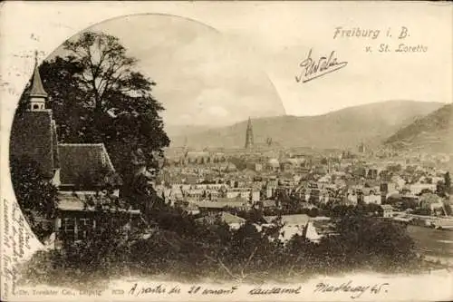 Ak Freiburg im Breisgau, Blick von St. Loretto, Panorama