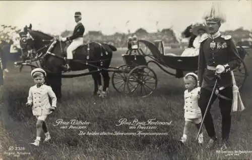 Ak Prinzen Wilhelm und Louis Ferdinand von Preußen, Kutsche