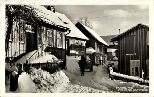 Ak Braunlage im Oberharz, Dorfstraße, Winter