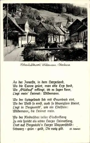 Ak Wildemann Clausthal Zellerfeld im Oberharz, Teilansicht, Gedicht