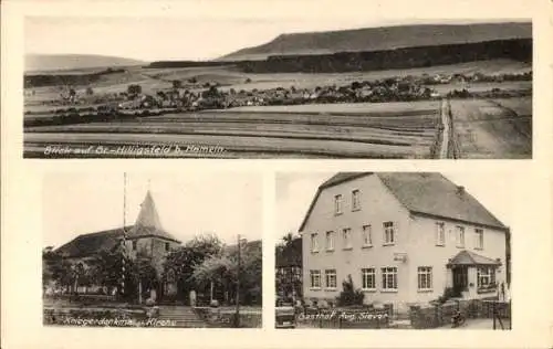 Ak Groß Hilligsfeld Hameln in Niedersachsen, Kriegerdenkmal, Kirche, Gasthof Aug. Siever