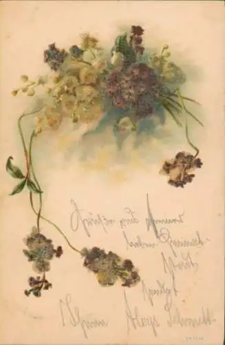 Glitzer Litho Blumen, Maiglöckchen