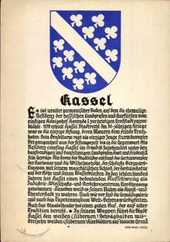 Ak Kassel in Hessen, Wappen, Text