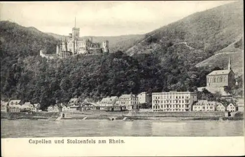 Ak  Kapellen Stolzenfels Koblenz, Gesamtansicht