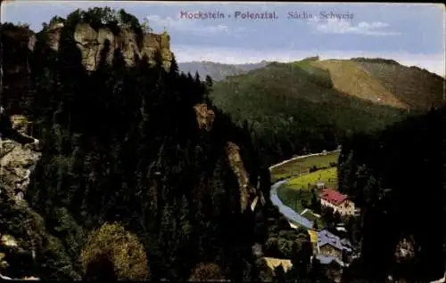 Ak Hohnstein Sächsische Schweiz, Hockstein im Polenztal