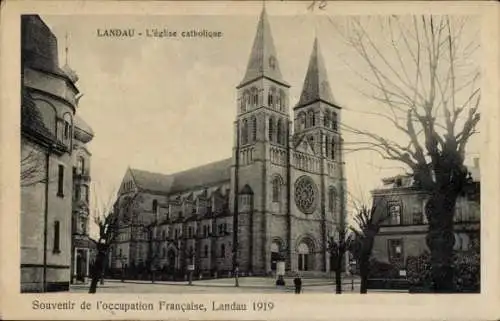 Ak Landau in der Pfalz, Kath. Kirche, Außenansicht