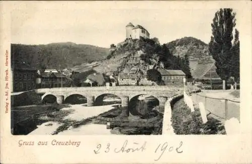 Ak Kreuzberg Altenahr im Ahrtal, Teilansicht, Brücke