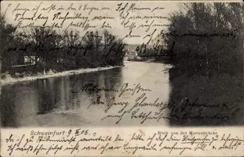 Ak Schweinfurt in Unterfranken Bayern, Blick von der Marienbrücke