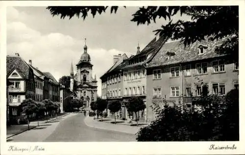 Ak Kitzingen in Mainfranken Bayern, Kaiserstraße, Kirche