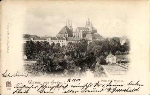 Ak Erfurt Thüringen, Der Dom von Westen gesehen