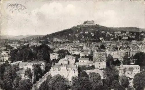 Ak Coburg Oberfranken, Panoramablick auf die Stadt mit Veste