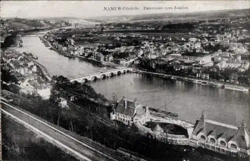 Ak Namur Wallonien, Citadelle, Panorama vers Jambes