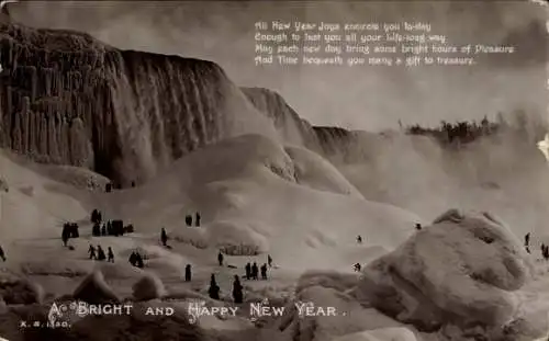 Ak Niagara Falls New York USA, A Brigt and Happy New Year, Winter, Gedicht