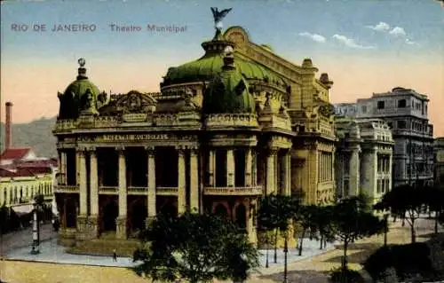 Ak Rio de Janeiro Brasilien, Theatro Municipal