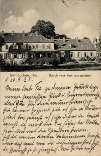 Ak Barnówko Berneuchen in der Neumark, Schloss, Blick vom Park