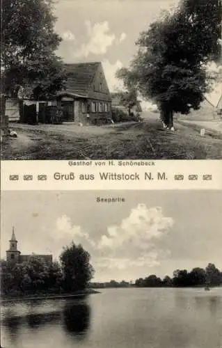 Ak Wittstock Neumark Ostbrandenburg, Gasthof von H. Schönebeck, Seepartie