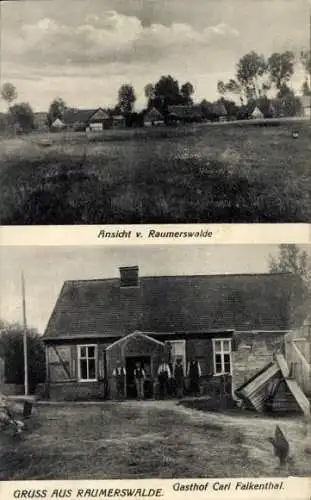 Ak Raumerswalde Neumark Ostbrandenburg, Teilansicht, Gasthof Carl Falkenthal