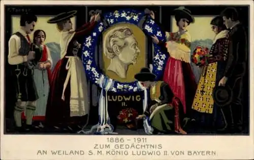 Ganzsachen Ak Zum Gedächtnis an Weiland König Ludwig II. von Bayern, Bayerische Tracht