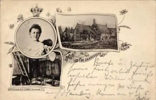 Passepartout Ak Zaandam Zaanstad Nordholland, Zaanstreek, Königin Wilhelmina der Niederlande