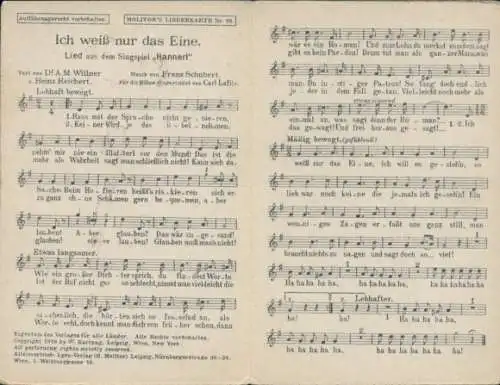 Klapp Lied Ak Ich weiß nur das Eine, Paar, Hannerl, Hans, Komponist Franz Schubert