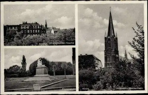 Ak Aldekerk Kerken am Niederrhein, Kirche, Ehrenmal, St. Magdalenen Hospital