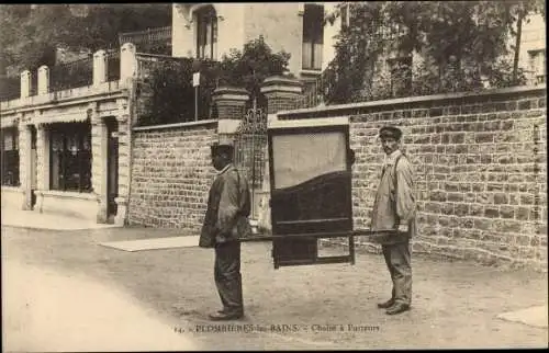 Ak Plombières les Bains Lothringen Vosges, Chaise a Porteurs