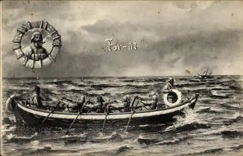 Ak Seenotrettungsboot auf der Nordsee, För-ut