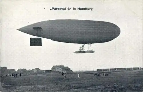 Ak Luftschiff Parseval 6 in Hamburg