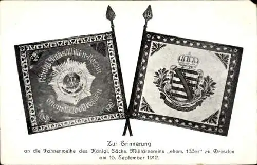 Ak Dresden, Königl. Sächs. Militärverein ehem. 133er, Fahnenweihe 1912